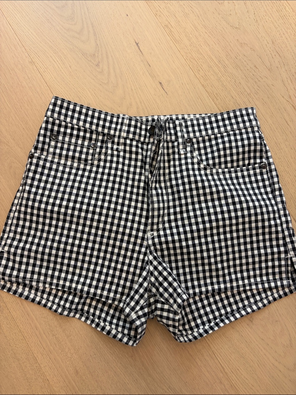 rag & bone Black and White Gingham Jean Shorts